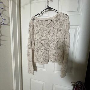 Cream Lace Long Sleeve Top
